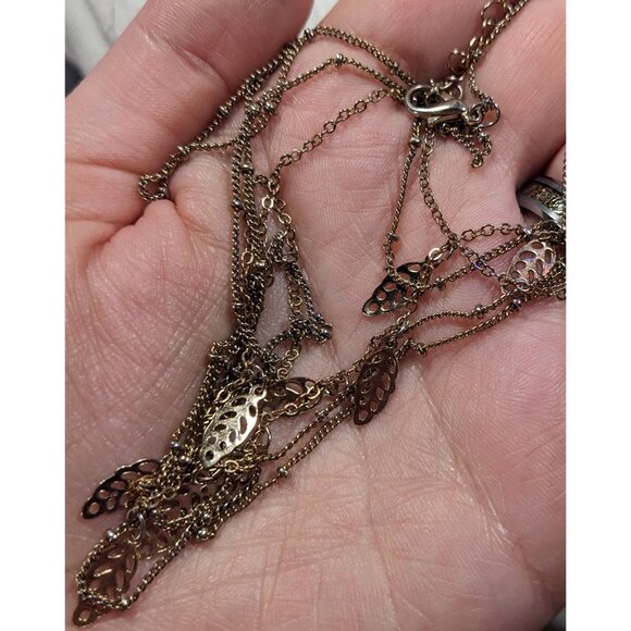 Claires Multilayer Leaf Charm Gold Tone Necklace - Picture 3 of 5